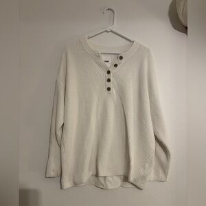 Aerie Button-Detail Cream Sweater